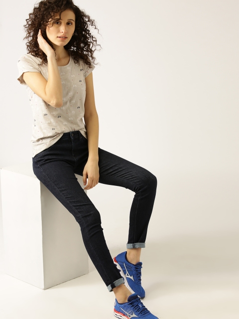 

ESPRIT Women Navy Blue Skinny Fit Mid-Rise Clean Look Stretchable Jeans
