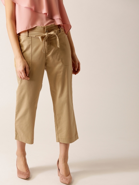 

ESPRIT Women Khaki Regular Fit Solid Cropped Trousers