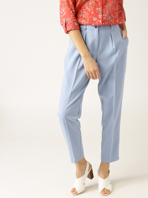 

ESPRIT Women Blue Regular Fit Solid Trousers