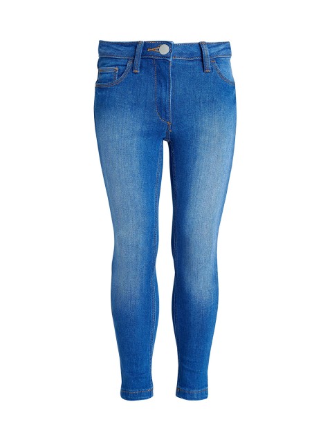 

next Girls Blue Slim Fit Mid-Rise Clean Look Stretchable Jeans