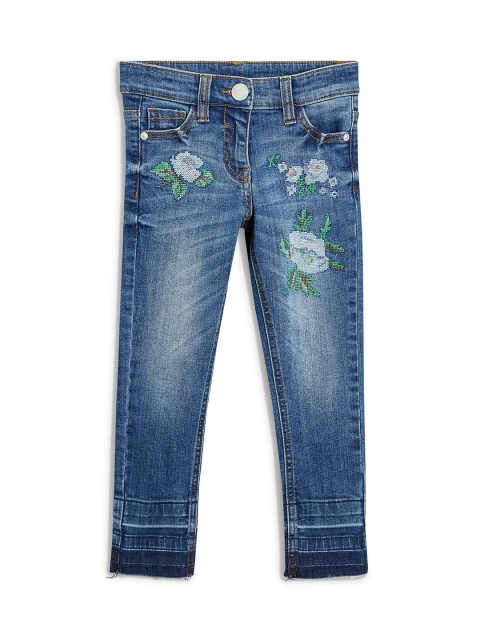 

next Girls Blue Skinny Fit Mid-Rise Clean Look Stretchable Jeans