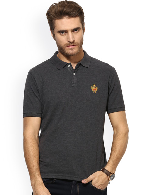 

Red Tape Men Charcoal Solid Polo Collar T-shirt