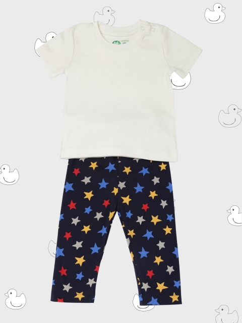 

YK Organic Infant Off-White & Navy Blue Sustainable Night Suit