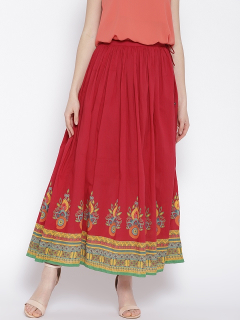 

Bronz Red Printed Detail Maxi Flared Skirt