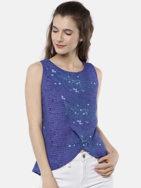 

Bronz Women Blue Printed Layered A-Line Top