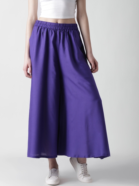 

Bronz Women Purple Flared Solid Palazzos