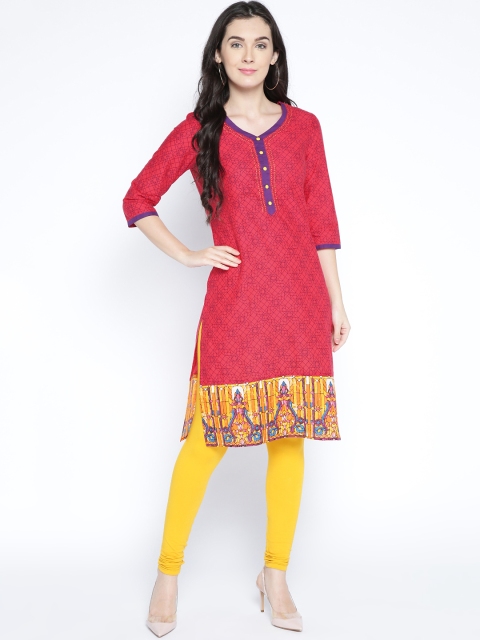 

Karigari Women Pink Printed A-Line Kurta