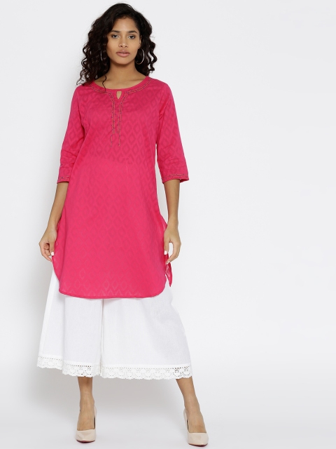 

Karigari Women Pink Printed A-Line Kurta