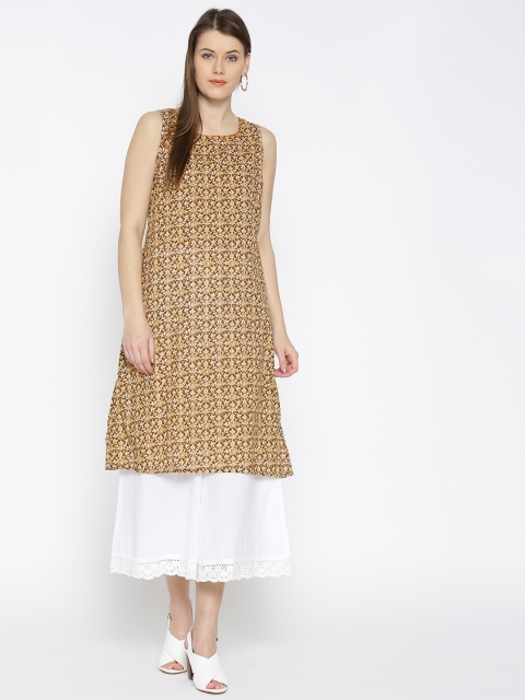 

Karigari Women Brown Printed Straight Kurta