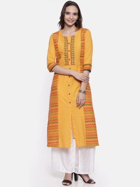 

Anahi Women Yellow & Red Printed A-Line Kurta