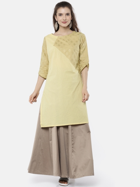 

Karigari Women Beige Printed Straight Kurta