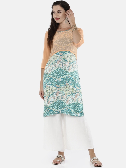 

Karigari Women Green Printed A-Line Kurta