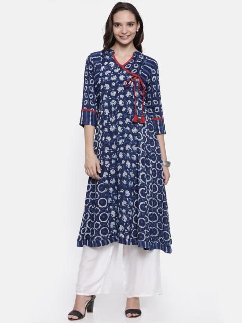 

Anahi Women Blue Printed A-Line Kurta