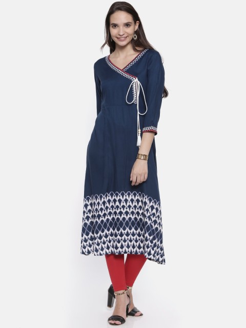 

Anahi Women Navy Blue Printed A-Line Kurta