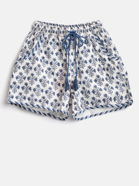 

Biba Girls Off-White & Blue Printed Regular Fit Shorts