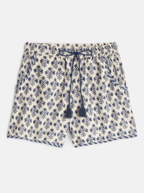 

Biba Girls White & Blue Printed Regular Fit Shorts