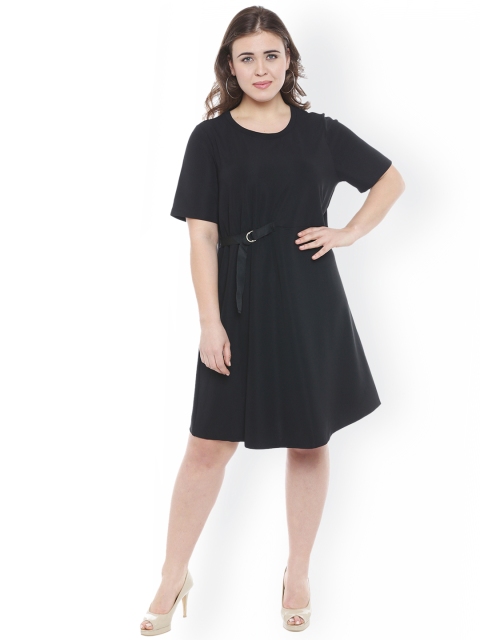 

JUNAROSE Plus Size Women Black Solid A-Line Dress