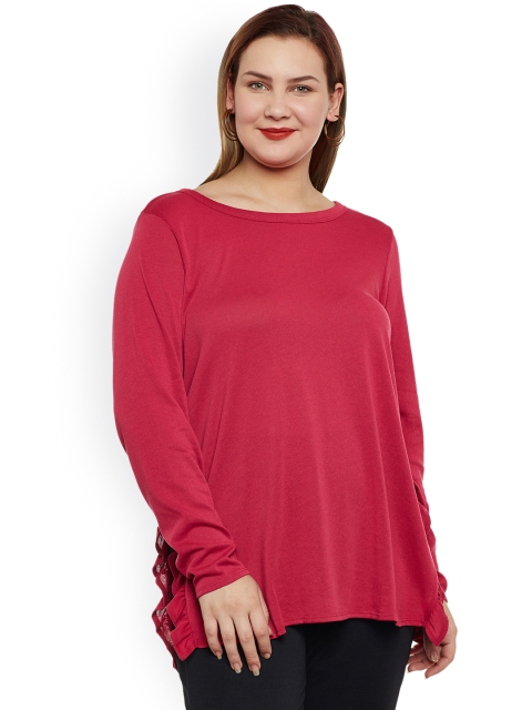 

JUNAROSE Plus Size Women Magenta Solid Top