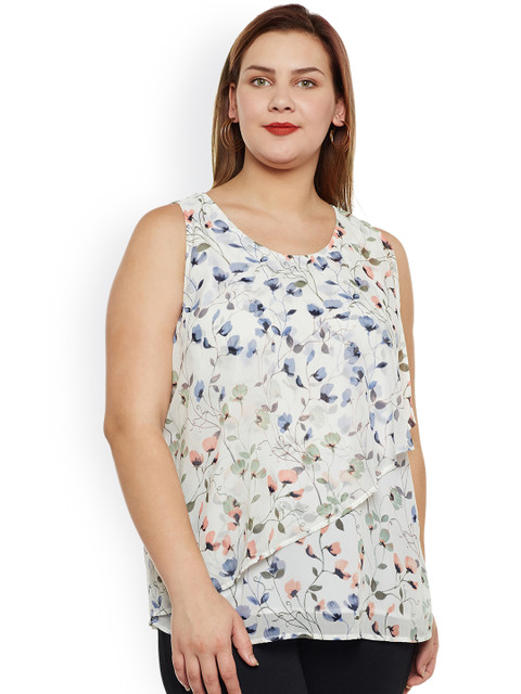 

JUNAROSE Plus Size Women White Printed Top