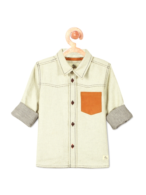 

Cherry Crumble Unisex Beige Classic Regular Fit Solid Casual Shirt