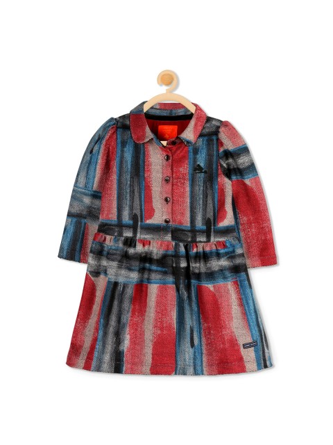 

Cherry Crumble Girls Red Printed Fit and Flare Dress