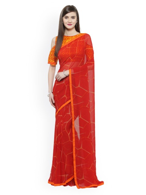 

Shaily Red Printed Pure Georgette Saree