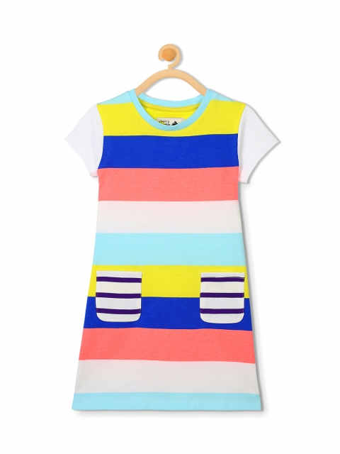 

Cherry Crumble Girls Multicoloured Striped Fit and Flare Dress, Multi