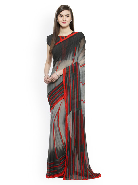 

Shaily Grey & Black Pure Georgette Printed Saree