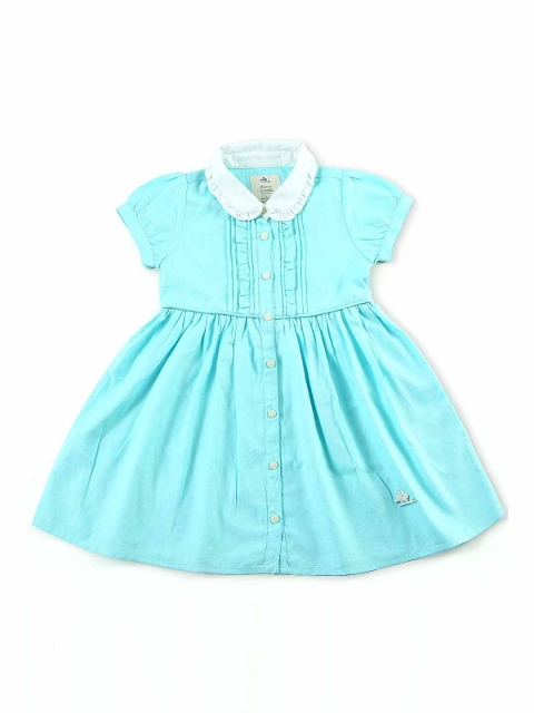 

Cherry Crumble Girls Blue Solid Fit and Flare Dress