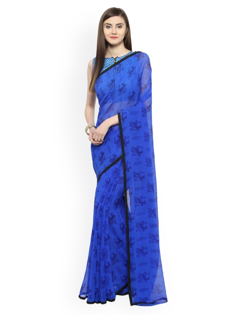 

Shaily Blue Printed Pure Georgette Saree