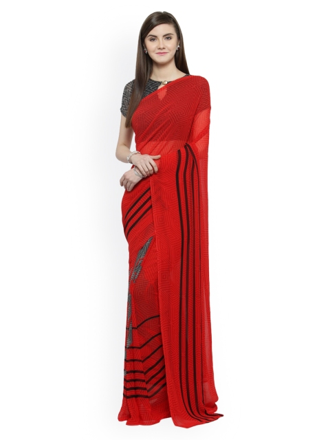 

Shaily Red & Black Pure Georgette Printed Saree