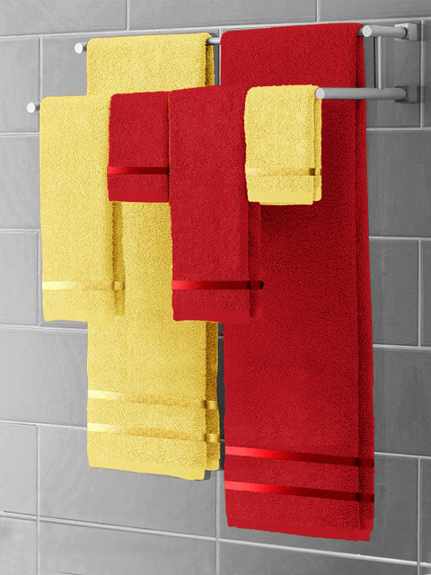 

Story@home Red & Yellow 6 Pieces Solid 450 GSM Towels Set