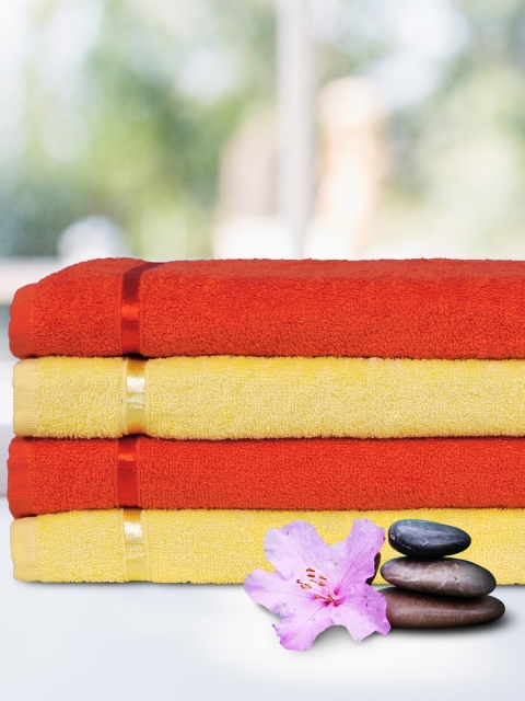

Story@home Unisex Orange & Yellow Cotton 450 GSM Set of 4 Towels