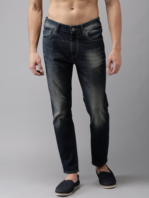 

HERE&NOW Men Blue Slim Fit Mid-Rise Clean Look Stretchable Cropped Jeans