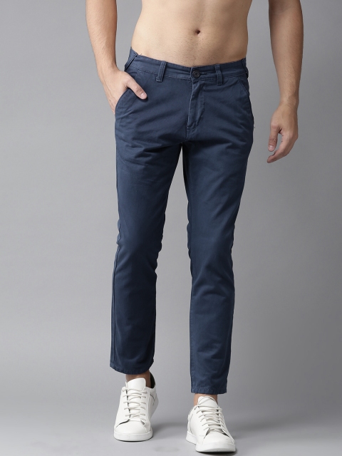 

Moda Rapido Men Blue Slim Fit Solid Casual Cropped Trousers