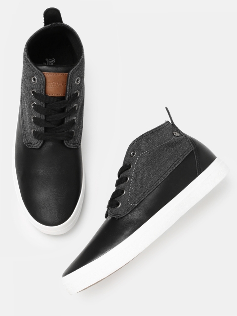 

Roadster Men Black & Grey Mid-Top Sneakers