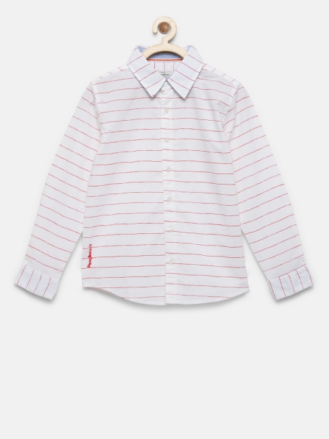 

Pepe Jeans Boys Off-White & Red Regular Fit Striped Casual Shirt