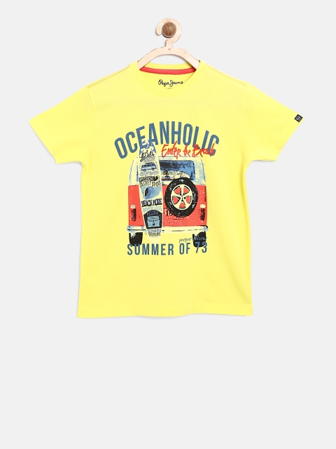 

Pepe Jeans Boys Yellow Printed Round Neck T-shirt