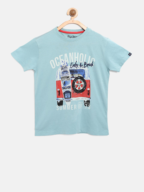 

Pepe Jeans Boys Green Printed Round Neck T-shirt