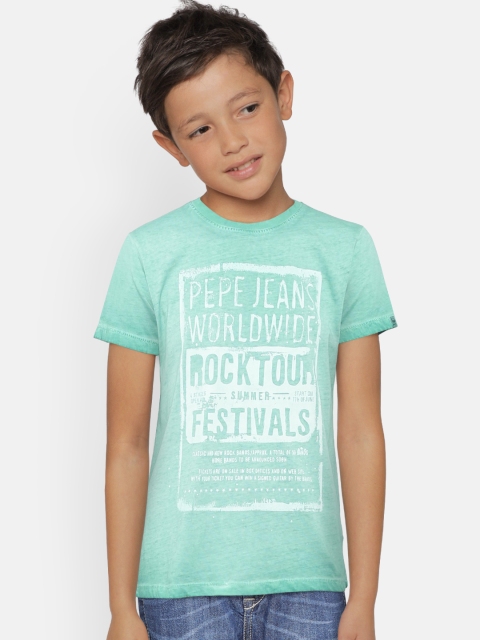 

Pepe Jeans Boys Sea Green Printed Round Neck T-shirt