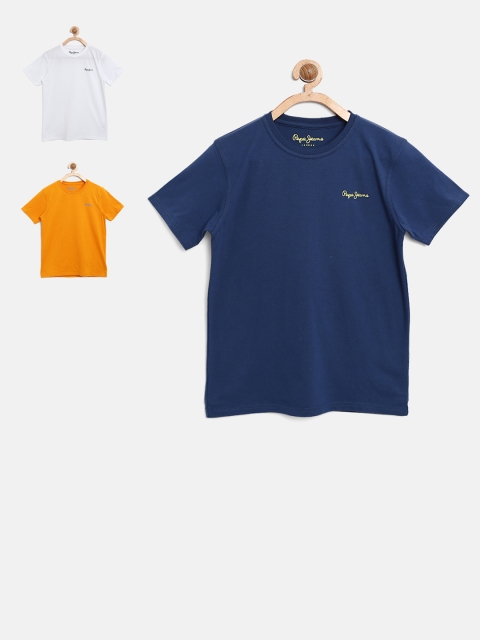 

Pepe Jeans Boys Pack of 3 Solid Round Neck T-shirts, Navy blue