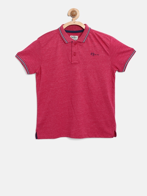 

Pepe Jeans Boys Pink Solid Polo Collar T-shirt