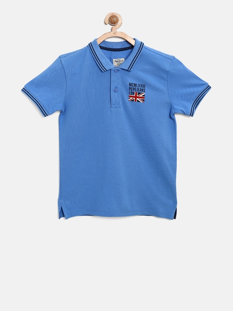 

Pepe Jeans Boys Blue Solid Polo Collar T-shirt