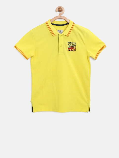 

Pepe Jeans Boys Yellow Solid Polo Collar T-shirt