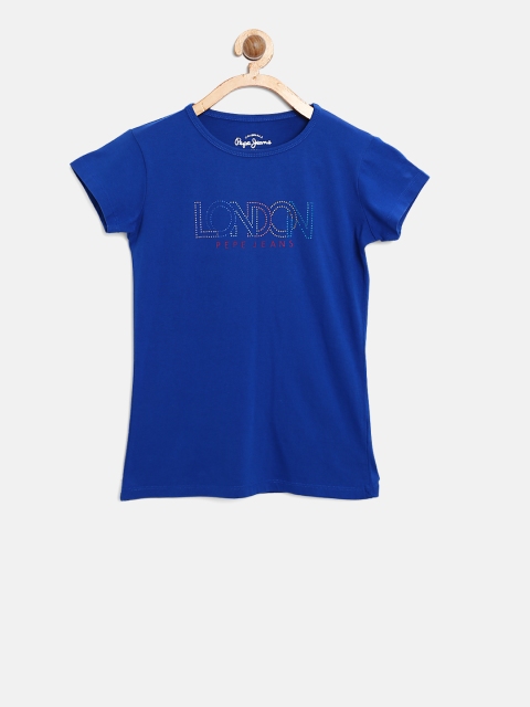 

Pepe Jeans Girls Blue Solid Round Neck T-shirt