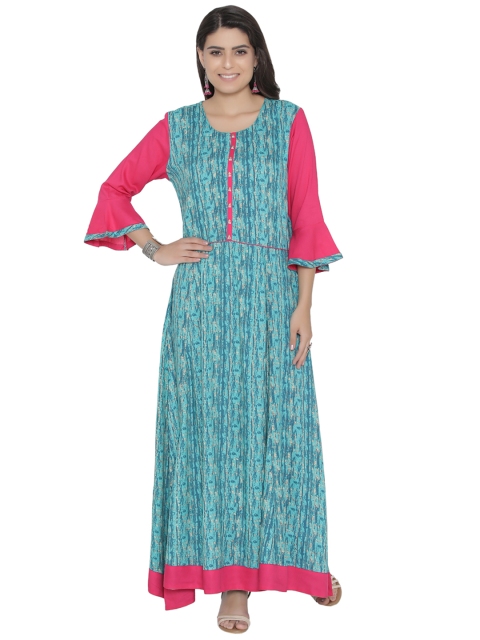 

Shree Women Blue Printed Maxi Dress