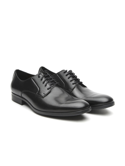 

Clarks Men Black Leather Formal Derbys