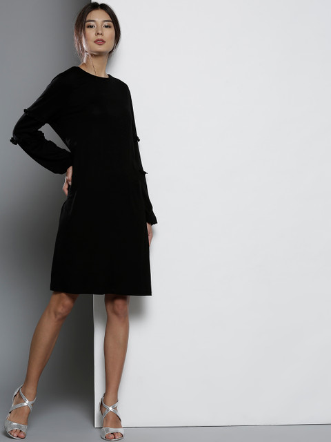 

DOROTHY PERKINS Women Black Solid A-Line Dress