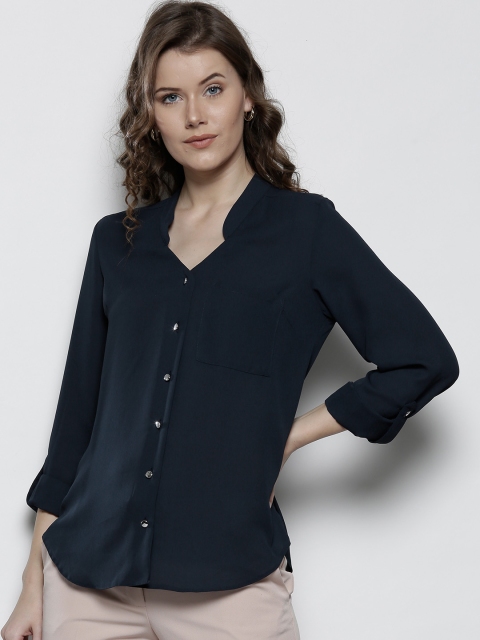 

DOROTHY PERKINS Women Navy Blue Regular Fit Solid Casual Shirt