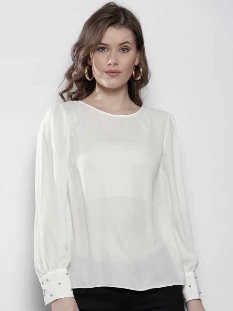 

DOROTHY PERKINS Women White Semi-Sheer Top
